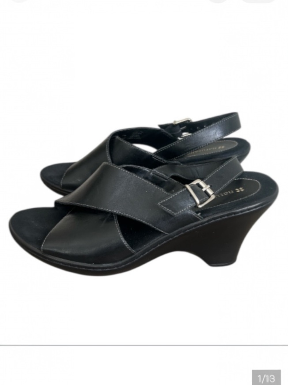 Naturalizer Leather Wedge Sandals Open Toe Slingback Women’s Size 7.5